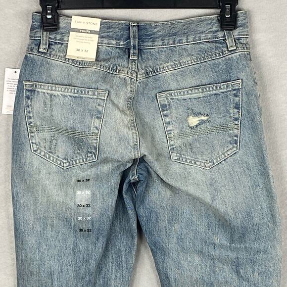 Sun + Stone Men's 30x32 Union Slim-Fit Distressed Denim Jeans Vintage Wash NEW - Picture 7 of 13